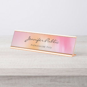 Porte-nom Pour Bureau Calligraphie Script Rose Or Art Abstrait moderne