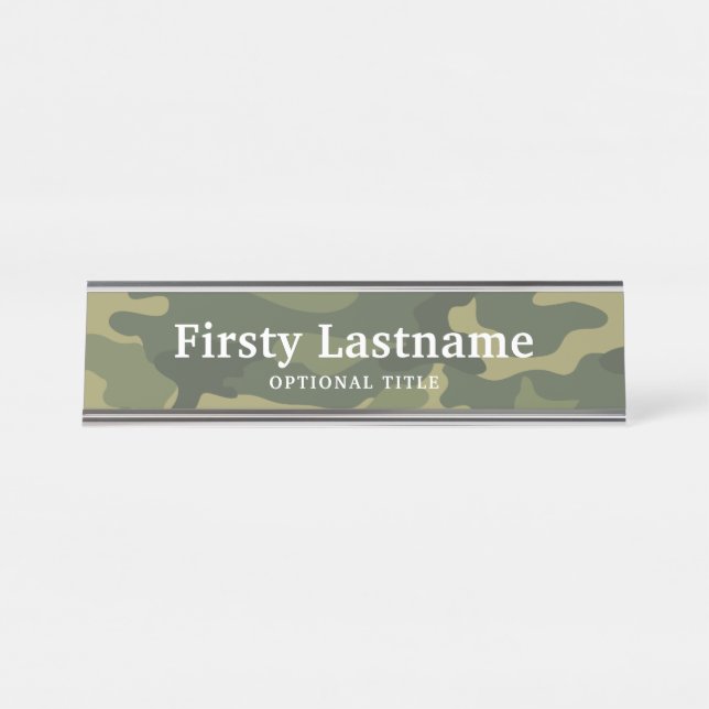 Porte-nom Pour Bureau Camo Motif pour chasseurs ou militaires (Devant)