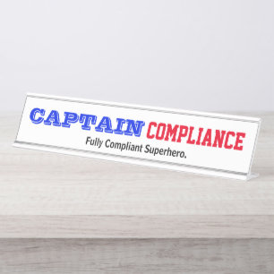 Porte-nom Pour Bureau Capitaine Conformité Funny Agent de conformité m