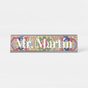 Porte-nom Pour Bureau Carrelage espagnol Vintage vibre