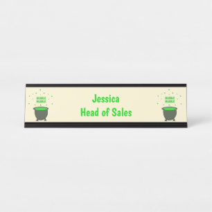 Porte-nom Pour Bureau Cauldron et Bubbling Green Brew Halloween personna