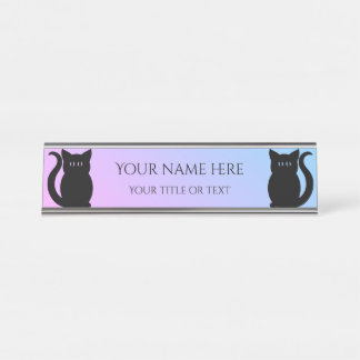 Porte-nom Pour Bureau Chats noirs mignons dégradé arrière - plan votre n