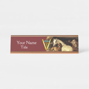 PORTE-NOM POUR BUREAU CHEVAUX, D'AUTRES ANIMAUX, SYMBOLE DE VÉTÉRINAIRE