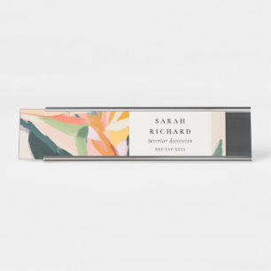 Porte-nom Pour Bureau Chic Boho Coloré Oiseau de Paradis Floral Peint