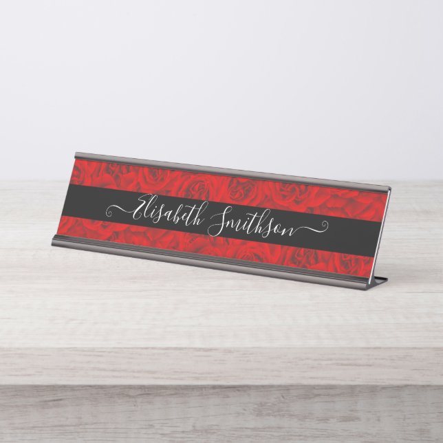 Porte-nom Pour Bureau Chic Classy Élégant Personnalisé Professionnel Flo (Devant)