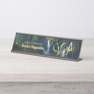 Porte-nom Pour Bureau Chic Forest YOGA Hidden Text Meditation Instructeu