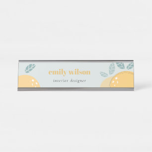 Porte-nom Pour Bureau Citron bleu doux Abstrait Gras Citrus Fruité
