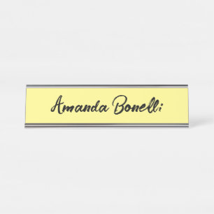 Porte-nom Pour Bureau Clair jaune clair Simple Minimaliste Calligraphie