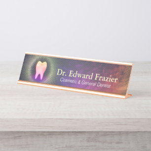 Porte-nom Pour Bureau Clinique dentaire professionnelle Rose Gold Tooth