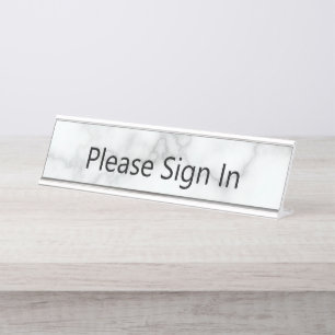 Porte-nom Pour Bureau Connectez-vous au Marbre blanc Faux