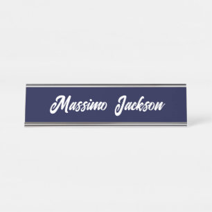 Porte-nom Pour Bureau Couleur bleu marine Calligraphie moderne simple de