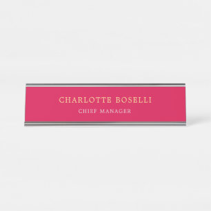Porte-nom Pour Bureau Couleur minimaliste rouge carmin professionnel
