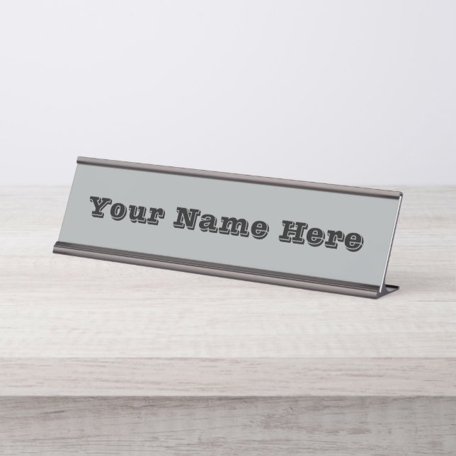 Porte-nom Pour Bureau Couleur solide hiver argent de Noël classique (Devant)