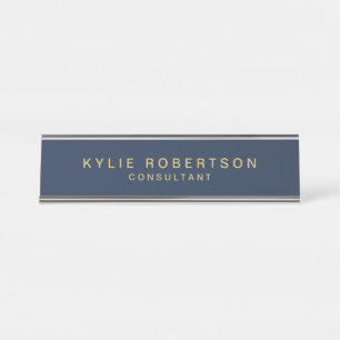 Porte-nom Pour Bureau Couleurs d'or bleu professionnel tendance moderne