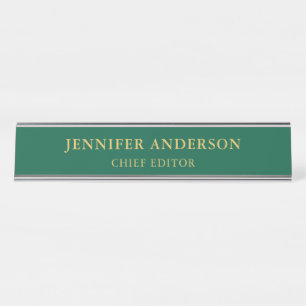 Porte-nom Pour Bureau Couleurs d'or vert professionnel tendance moderne