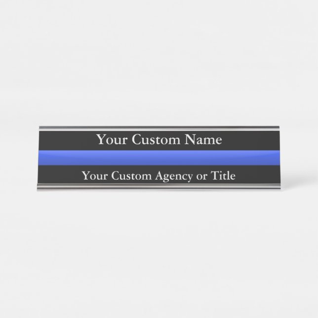 Porte-nom Pour Bureau Coutume mince de Blue Line (Devant)