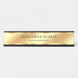 Porte-nom Pour Bureau Custom Black & Gold Modern Elegant Modèle Luxe