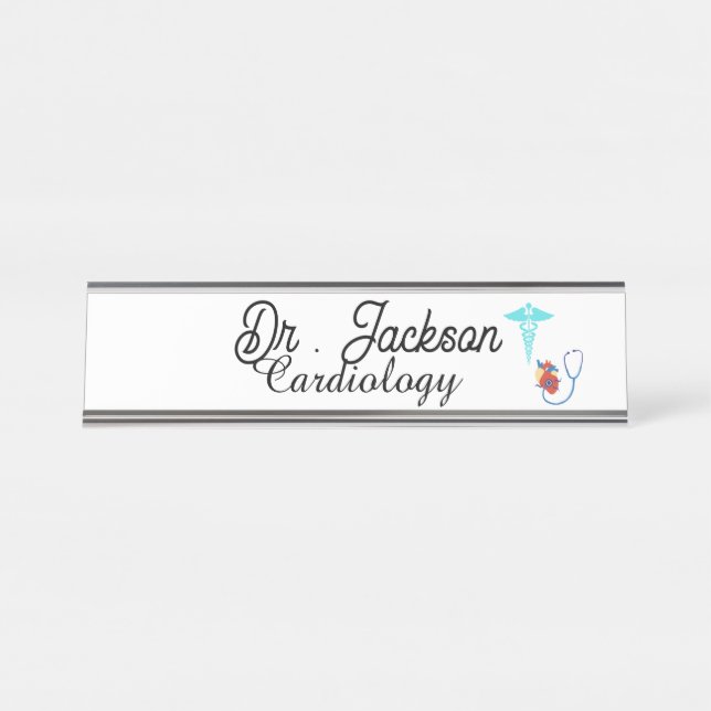 Porte-nom Pour Bureau Custom Desk Name Plate for cardiologist  (Devant)