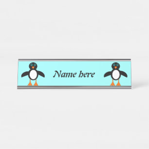 Porte-nom Pour Bureau Cute Penguin Personnalisé