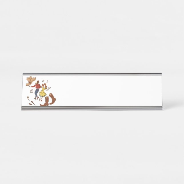 Porte-nom Pour Bureau Danse carrée (Devant)