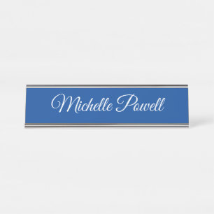 Porte-nom Pour Bureau Deep Blue Trendy Script Modern Professional