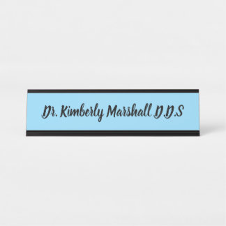 Porte-nom Pour Bureau Dentiste Script Bleu