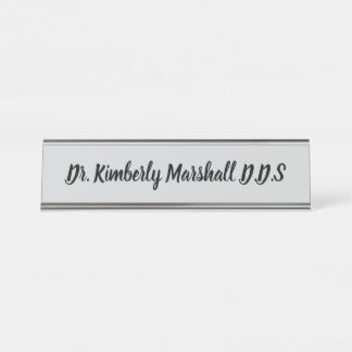 Porte-nom Pour Bureau Dentiste Script Gray