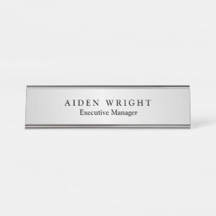 Porte-nom Pour Bureau Design élégant moderne minimaliste Silver Grey