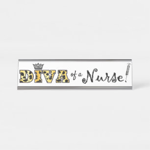 Porte-nom Pour Bureau "DIVA" d'une infirmière !"
