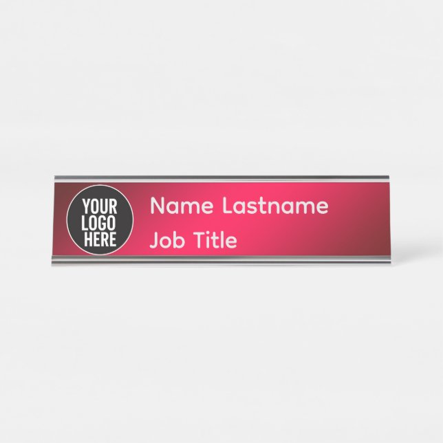 Porte-nom Pour Bureau Editable Logo Desk Nameplate (Devant)
