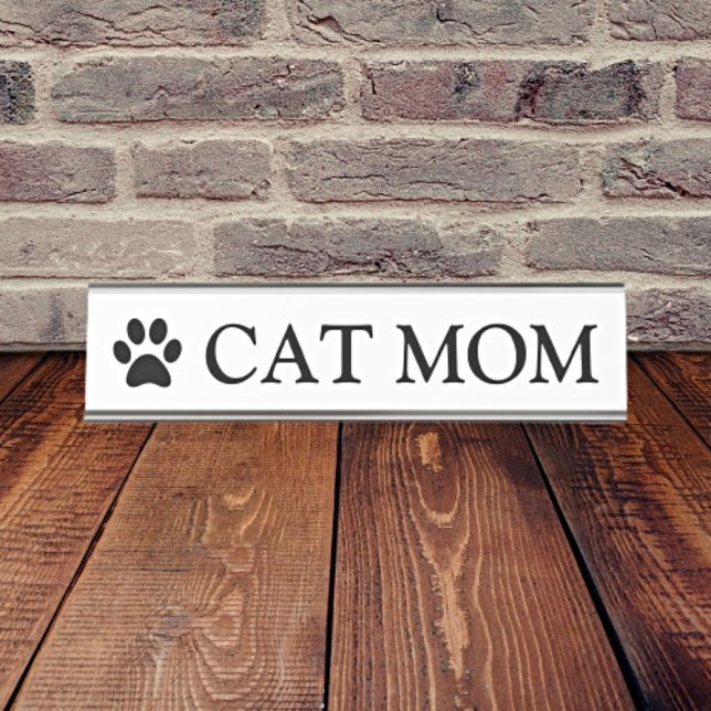 Porte-nom Pour Bureau Élégance personnalisée : Maman de chat (Créateur téléchargé)