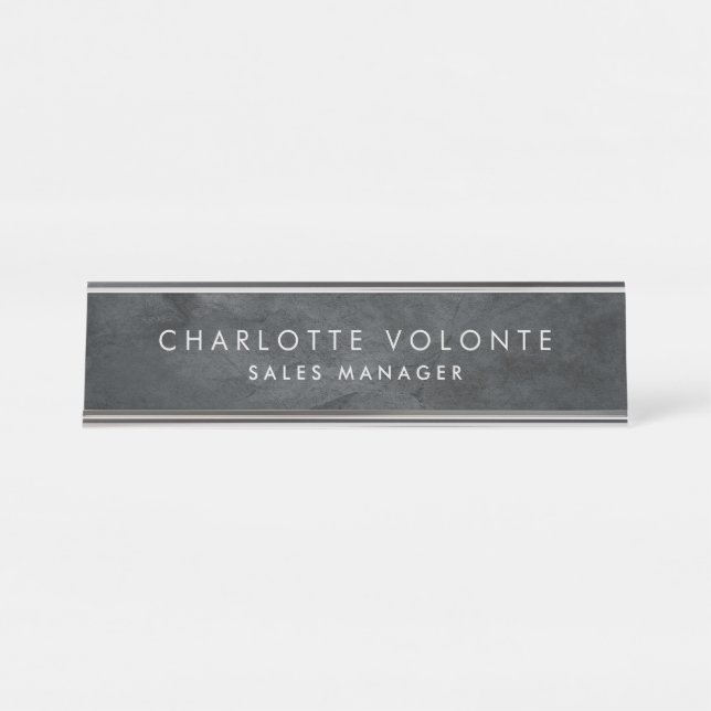 Porte-nom Pour Bureau Élégant Art professionnel gris élégant (Devant)