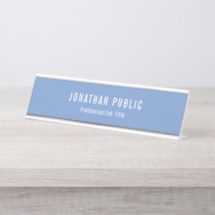 Porte-nom Pour Bureau Elégant Bleu Blanc Moderne Modèle créatif