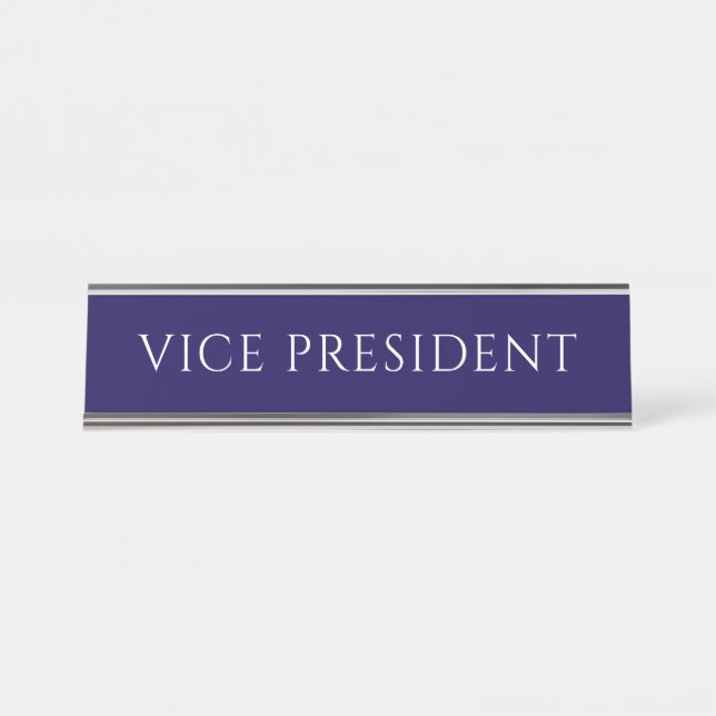 Porte-nom Pour Bureau Elegant Blue Vice President Name Plate (Devant)