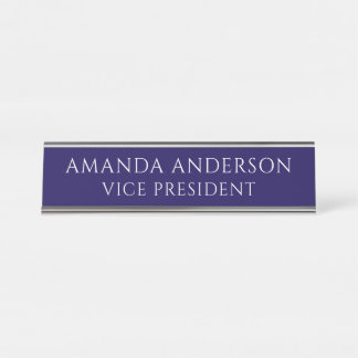 Porte-nom Pour Bureau Elegant Blue Vice President Title Name Plate
