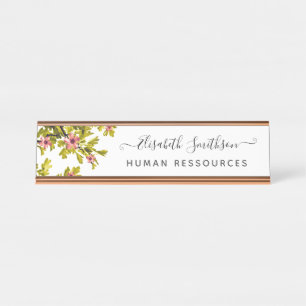 Porte-nom Pour Bureau Elégant Boho Liberty Custom Professional Floral