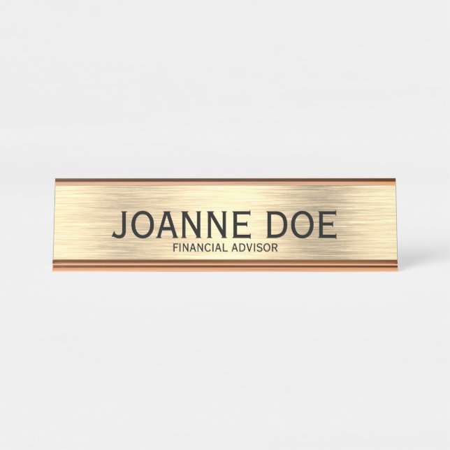 Porte-nom Pour Bureau Élégant Conseiller financier Metallic Desk Nom Pla (Devant)