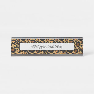 Porte-nom Pour Bureau Élégant endroit de léopard Brown glam animal sauva