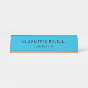 Porte-nom Pour Bureau Élégant minimaliste classique bleu professionnel
