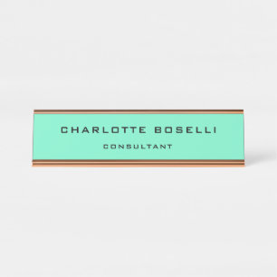 Porte-nom Pour Bureau Élégant minimaliste professionnel bleu vert