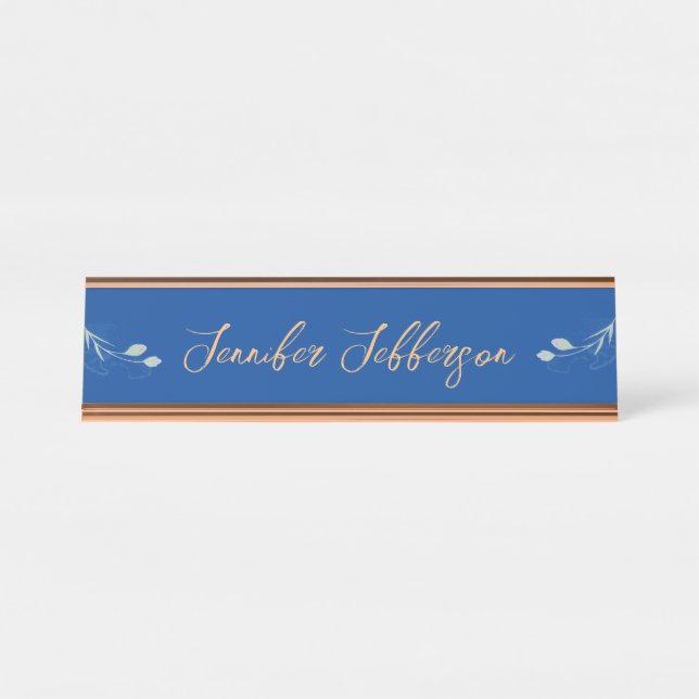 Porte-nom Pour Bureau Élégant Moderne Calligraphie Nom Professionnel Ble (Devant)