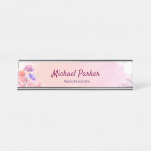 Porte-nom Pour Bureau Élégant papier aquarelle floral pour entreprise po