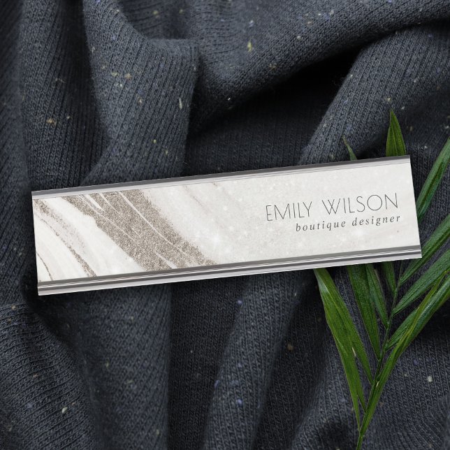 Porte-nom Pour Bureau Élégant Porte en marbre or pâle Abstrait (Créateur téléchargé)