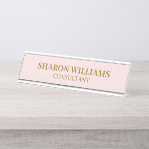 Porte-nom Pour Bureau Élégant professionnel élégant rose pâle minimalist