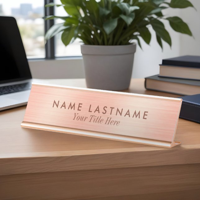 Porte-nom Pour Bureau Élégant Rose Gold Minimaliste Delicate moderne (Créateur téléchargé)