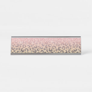 Porte-nom Pour Bureau Élégant Rose Parties scintillant or Empreinte de l