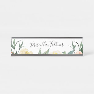 Porte-nom Pour Bureau Élégant scénario floral moderne