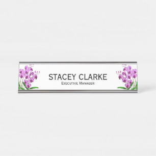 Porte-nom Pour Bureau Élégant violet orchidée Directeur général