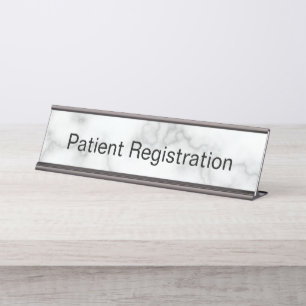 Porte-nom Pour Bureau Enregistrement des patients en faux marbre blanc é
