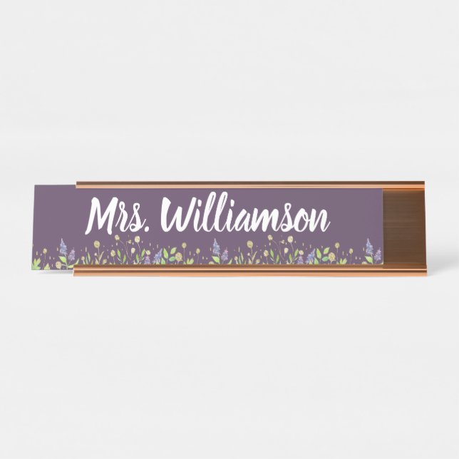 Porte-nom Pour Bureau Enseignant Professeur Professionnel Floral (Devant)